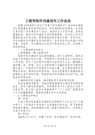 2024年工程学院作风建设年工作总结