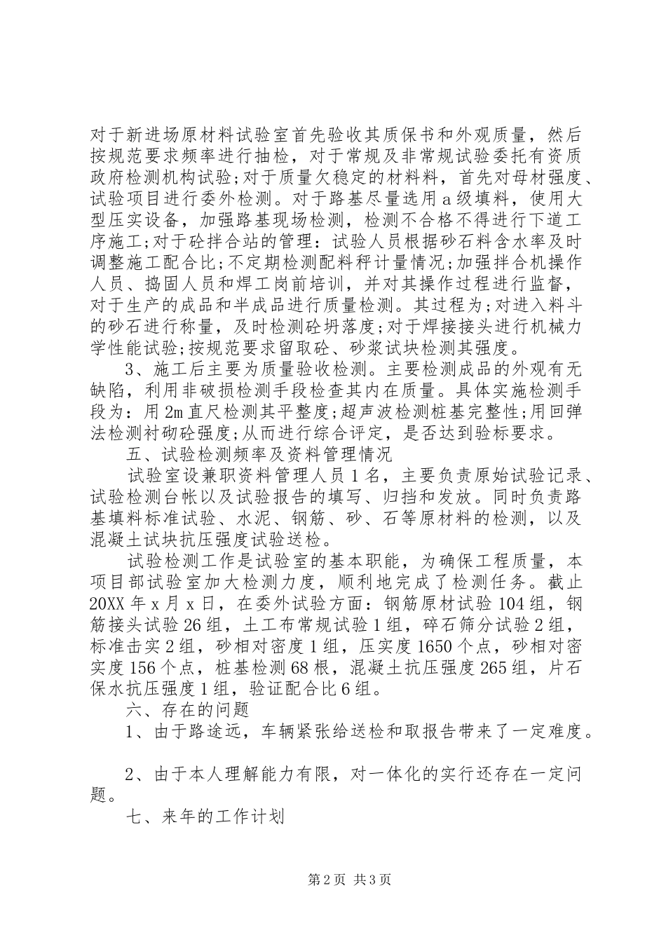 2024年工地试验室年终工作总结范文_第2页