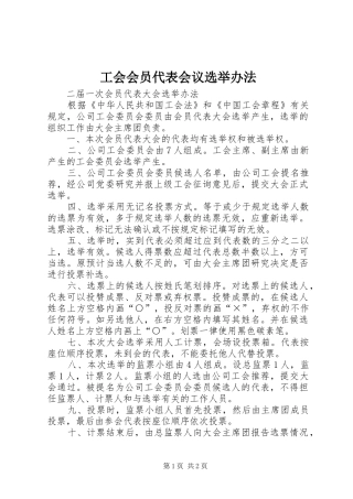 2024年工会会员代表会议选举办法