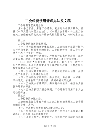 2024年工会经费使用管理办法发文稿