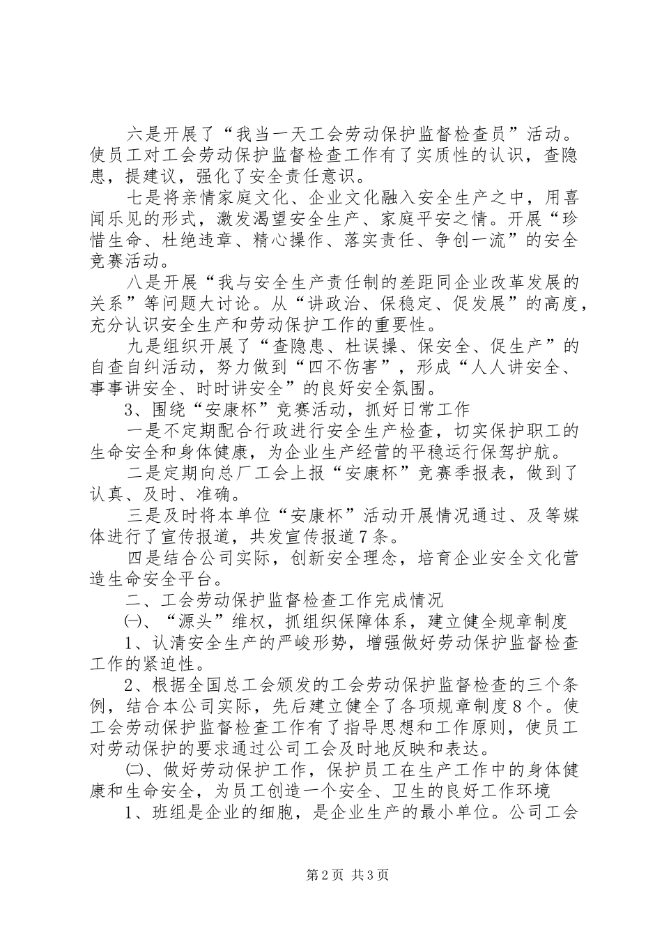 2024年工会劳动保护监督检查的工作总结_第2页