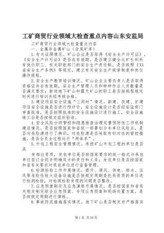 2024年工矿商贸行业领域大检查重点内容山东安监局