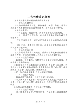 2024年工伤残疾鉴定标准