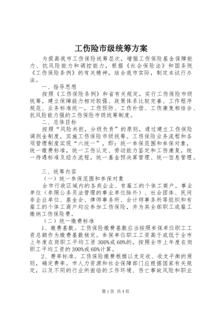 2024年工伤险市级统筹方案