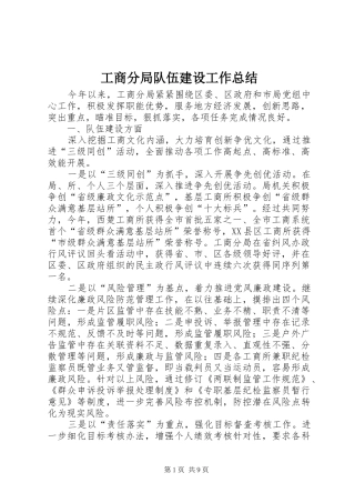 2024年工商分局队伍建设工作总结