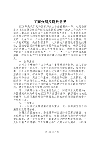 2024年工商分局反腐败意见