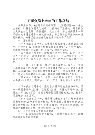2024年工商分局上半年的工作总结