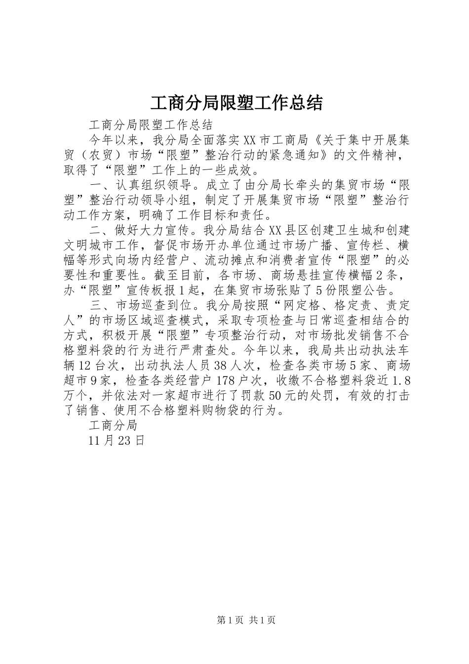 2024年工商分局限塑工作总结_第1页