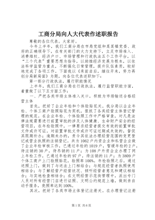 2024年工商分局向人大代表作述职报告