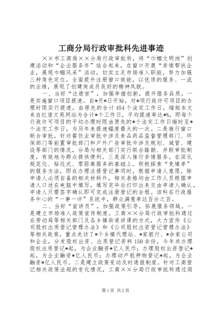 2024年工商分局行政审批科先进事迹