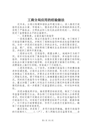 2024年工商分局应用的经验做法