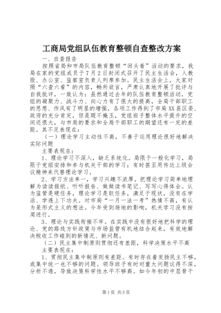 2024年工商局党组队伍教育整顿自查整改方案