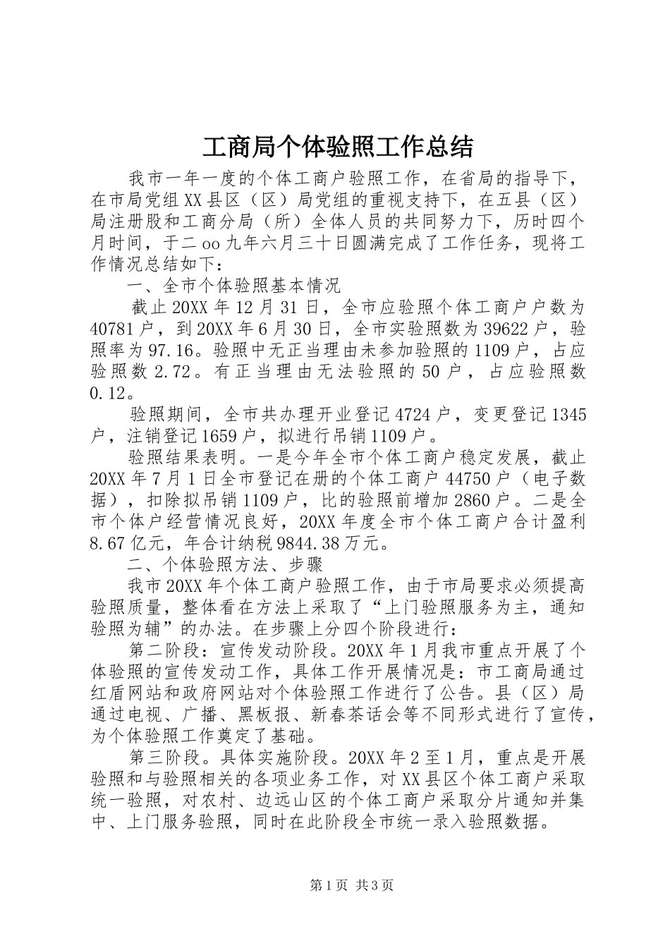 2024年工商局个体验照工作总结_第1页