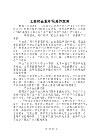 2024年工商局企业年检总体意见