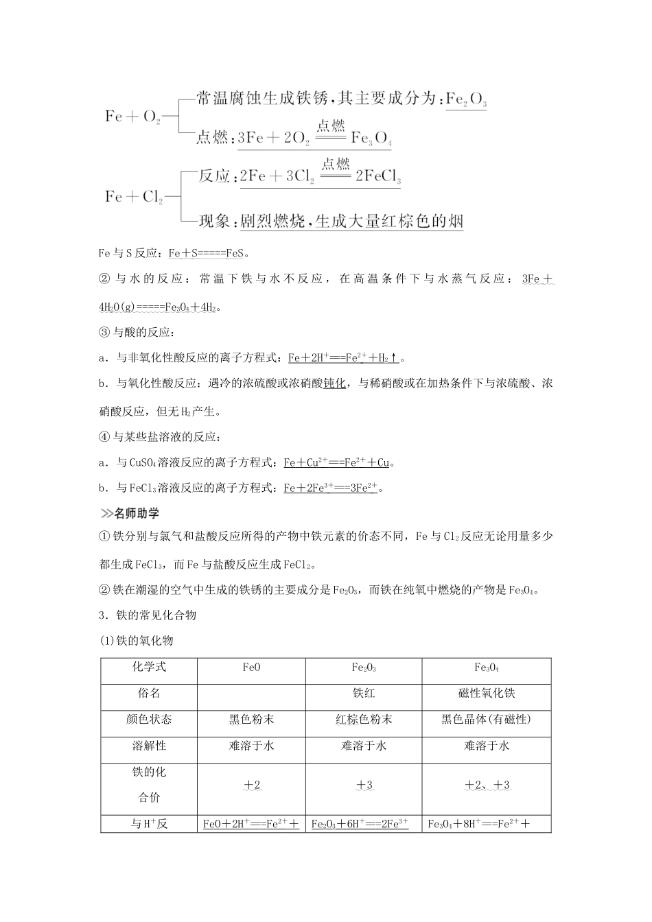 高考化学新一线大一轮复习 第三章 第3讲 铁及其重要化合物讲义精练（含解析）试题_第2页