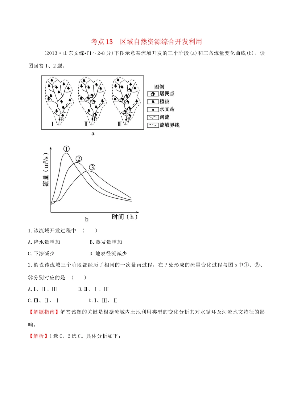 高考地理总复习 考点13 区域自然资源综合开发利用（含2013高考真题）_第1页