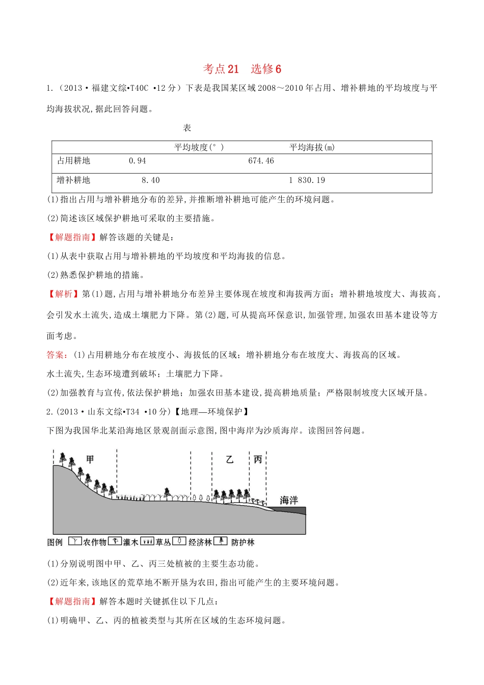 高考地理总复习 考点21（选修6）（含2013高考真题）_第1页