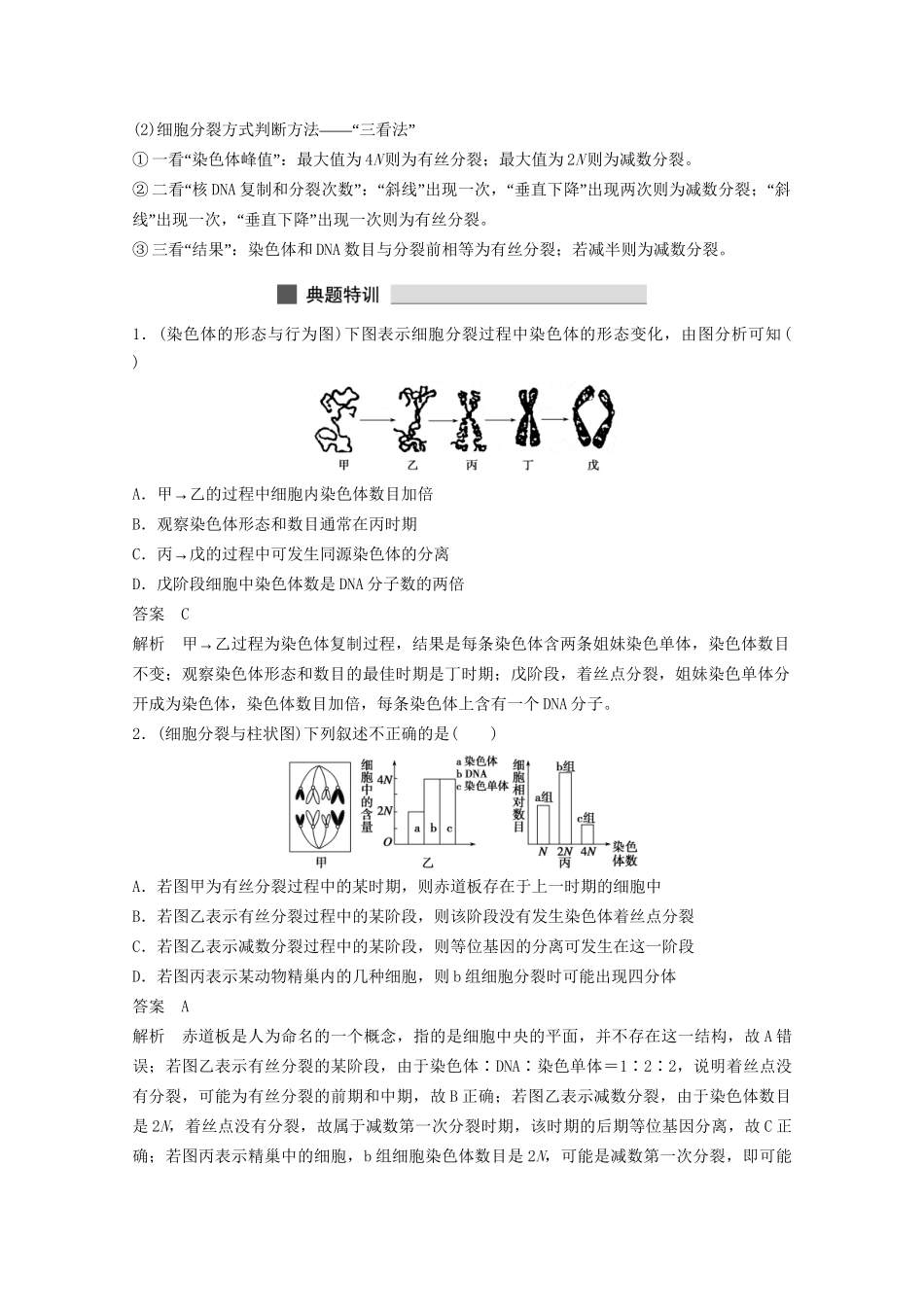 高考生物 考前三个月 知识专题突破练4 细胞的生命历程_第3页