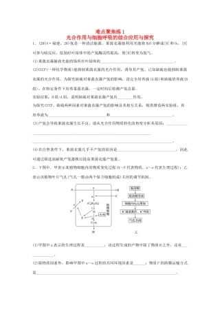 高考生物大二轮总复习 增分策略 难点聚焦练1 光合作用与细胞呼吸的综合-人教版高三全册生物试题