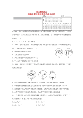 高考生物大二轮总复习 增分策略 难点聚焦练2 细胞分裂与遗传变异的综-人教版高三全册生物试题