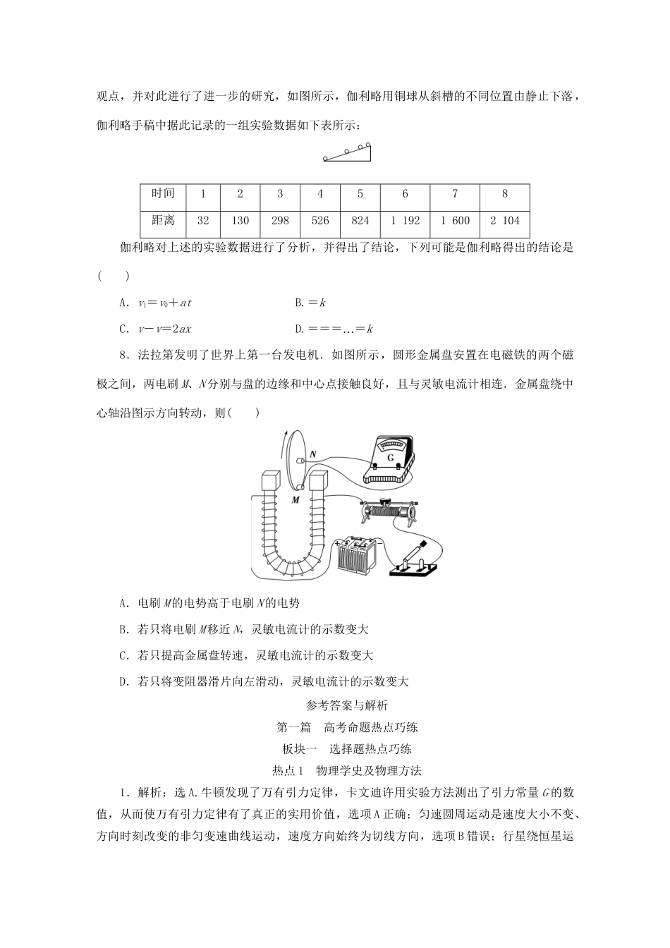 高考物理大三轮复习 选择题热点巧练 热点1 物理学史及物理方法（含解析）试题_第3页