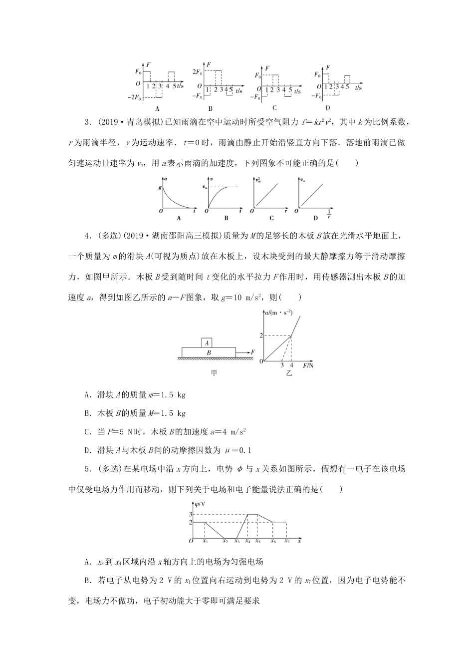 高考物理大三轮复习 选择题热点巧练 热点3 物理图象问题（含解析）试题_第2页