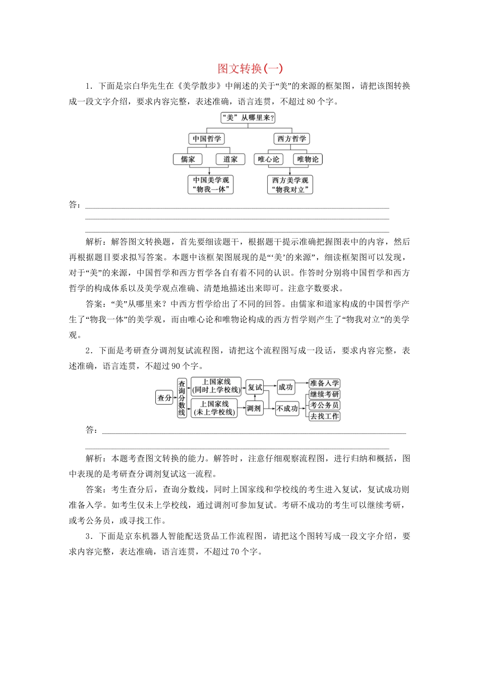 高考语文二轮复习 专题七 针对提升四 落实训练高效增分 图文转换（一）（含解析）试题_第1页