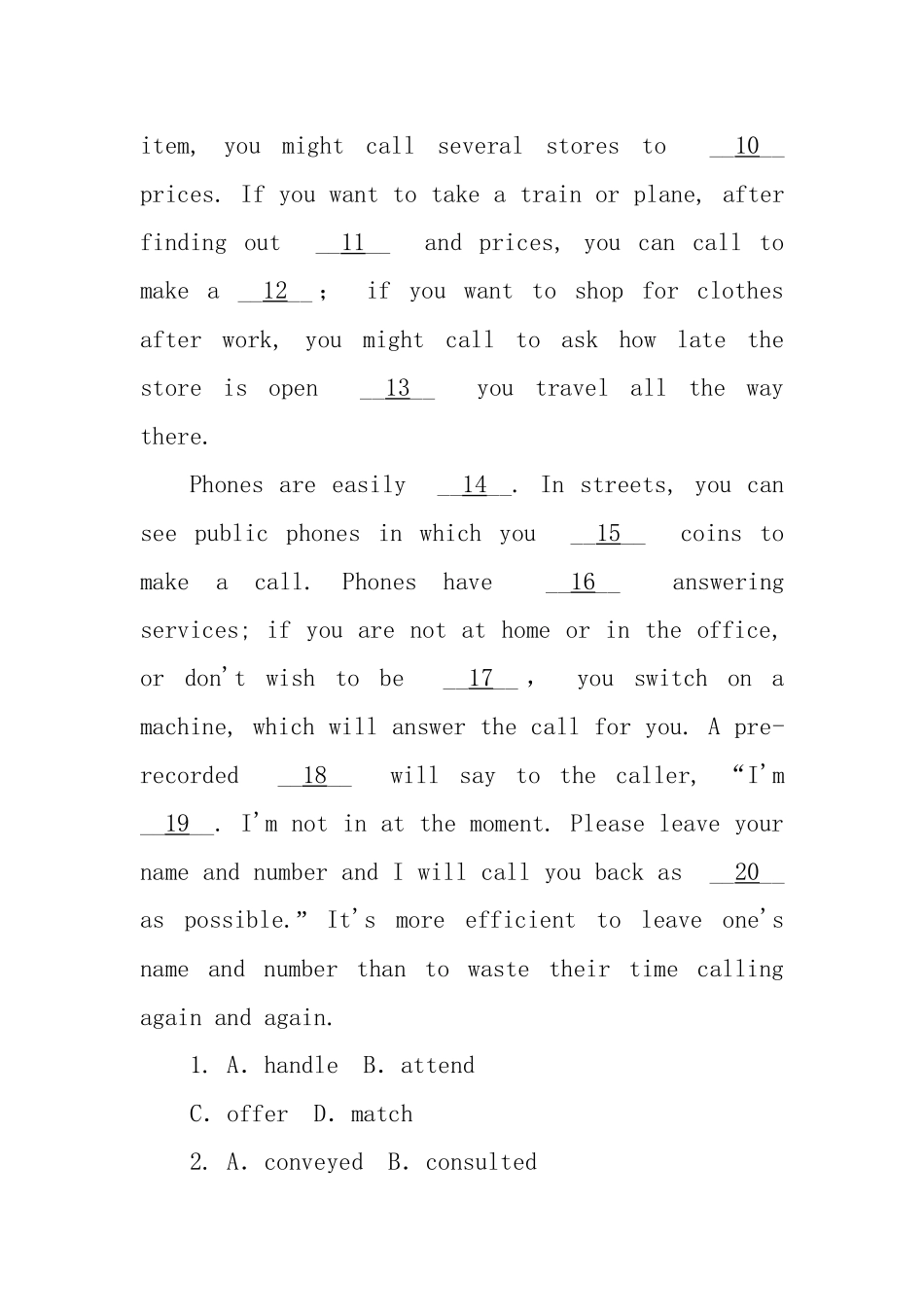 高考英语第二轮查漏补缺 （基础+提升）专题集训二十七 说明文型完形填空（含解析）_第2页