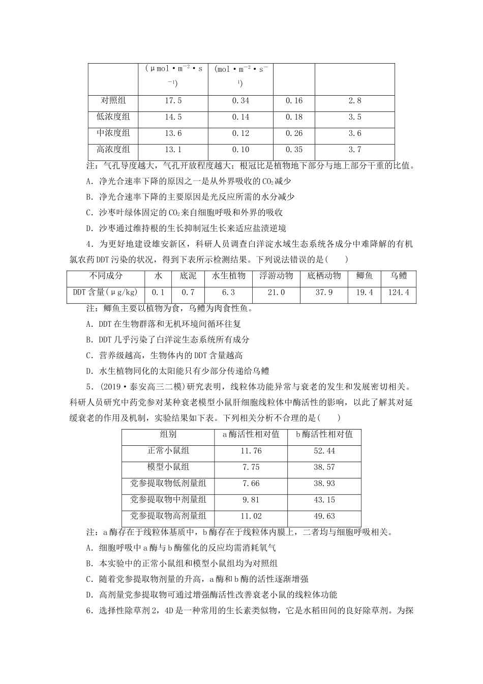 新高考生物三轮复习 题型专项练（三）表格分析类（含解析）试题_第2页