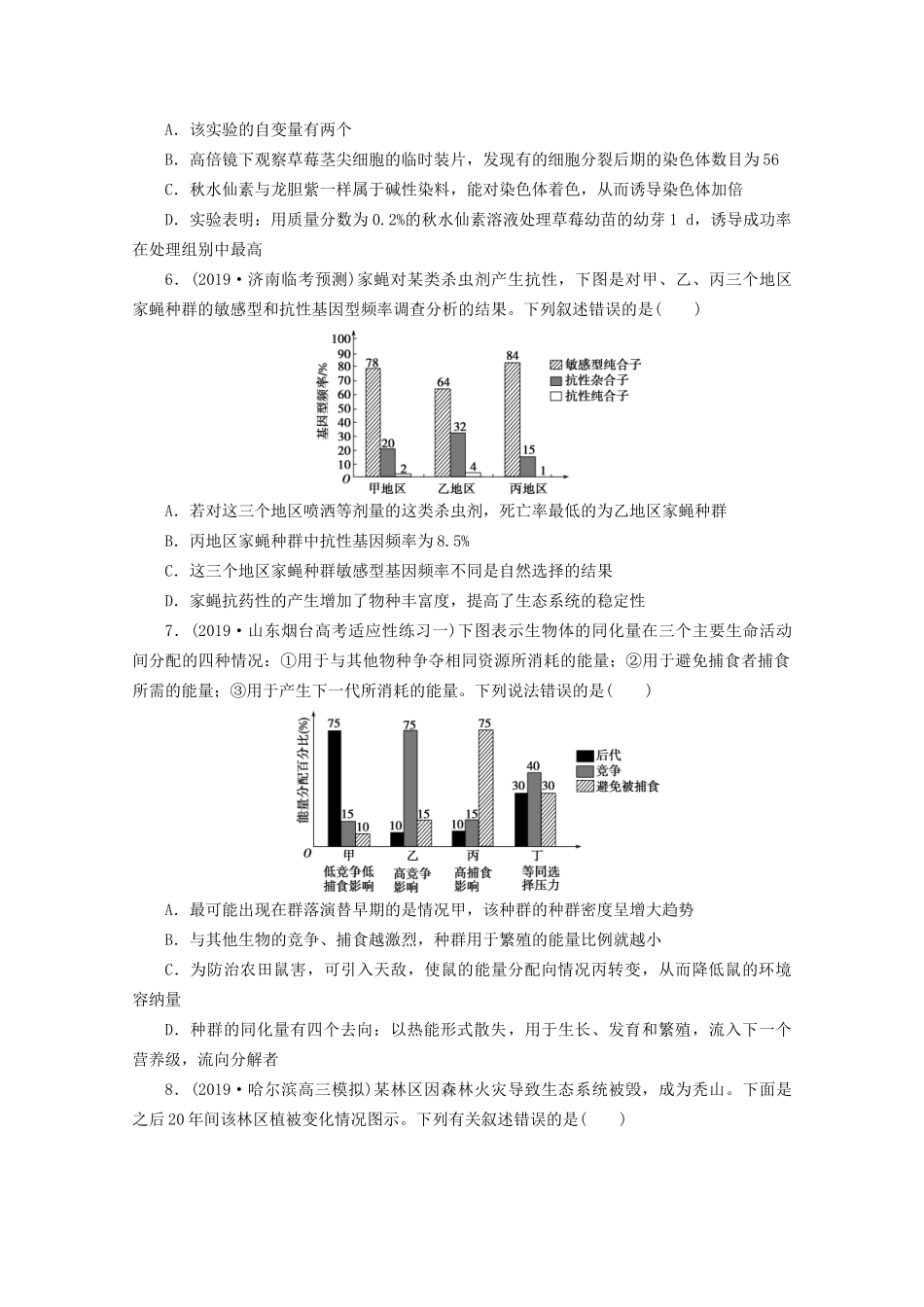 新高考生物三轮复习 题型专项练（四）直方图类（含解析）试题_第3页