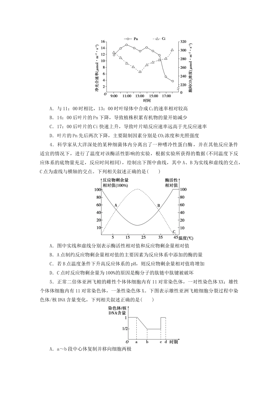 新高考生物三轮复习 题型专项练（一）坐标曲线类（含解析）试题_第2页