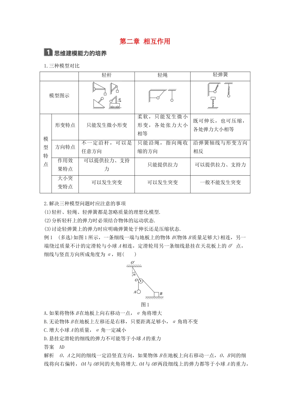 高考物理大一轮复习 第二章 相互作用本章学科素养提升试题_第1页