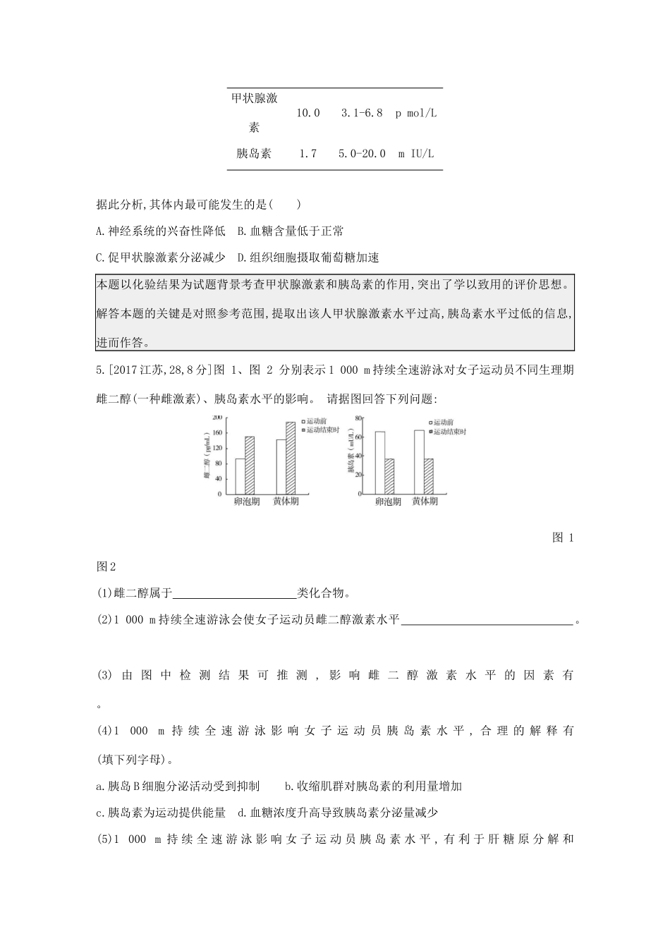 高考生物一轮复习 第七单元 生命活动的调节 专题十八 体液调节及其与神经调节的关系备考练（含解析）试题_第2页