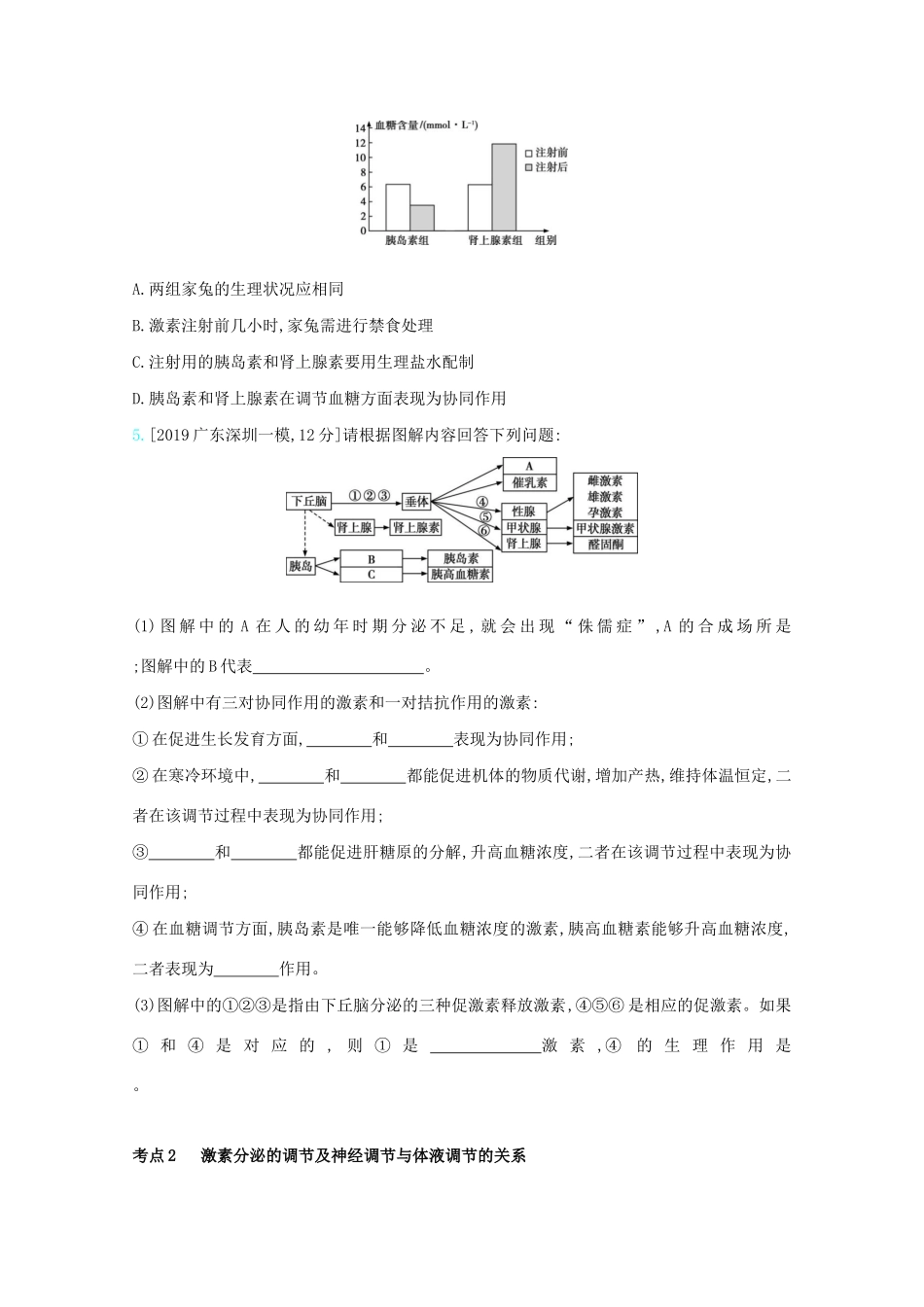 高考生物一轮复习 第七单元 生命活动的调节 专题十八 体液调节及其与神经调节的关系精练（含解析）试题_第2页
