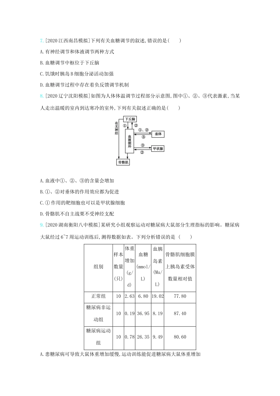高考生物一轮复习 第七单元 生命活动的调节 专题十六 人体内环境的稳态与调节精练（含解析）试题_第3页