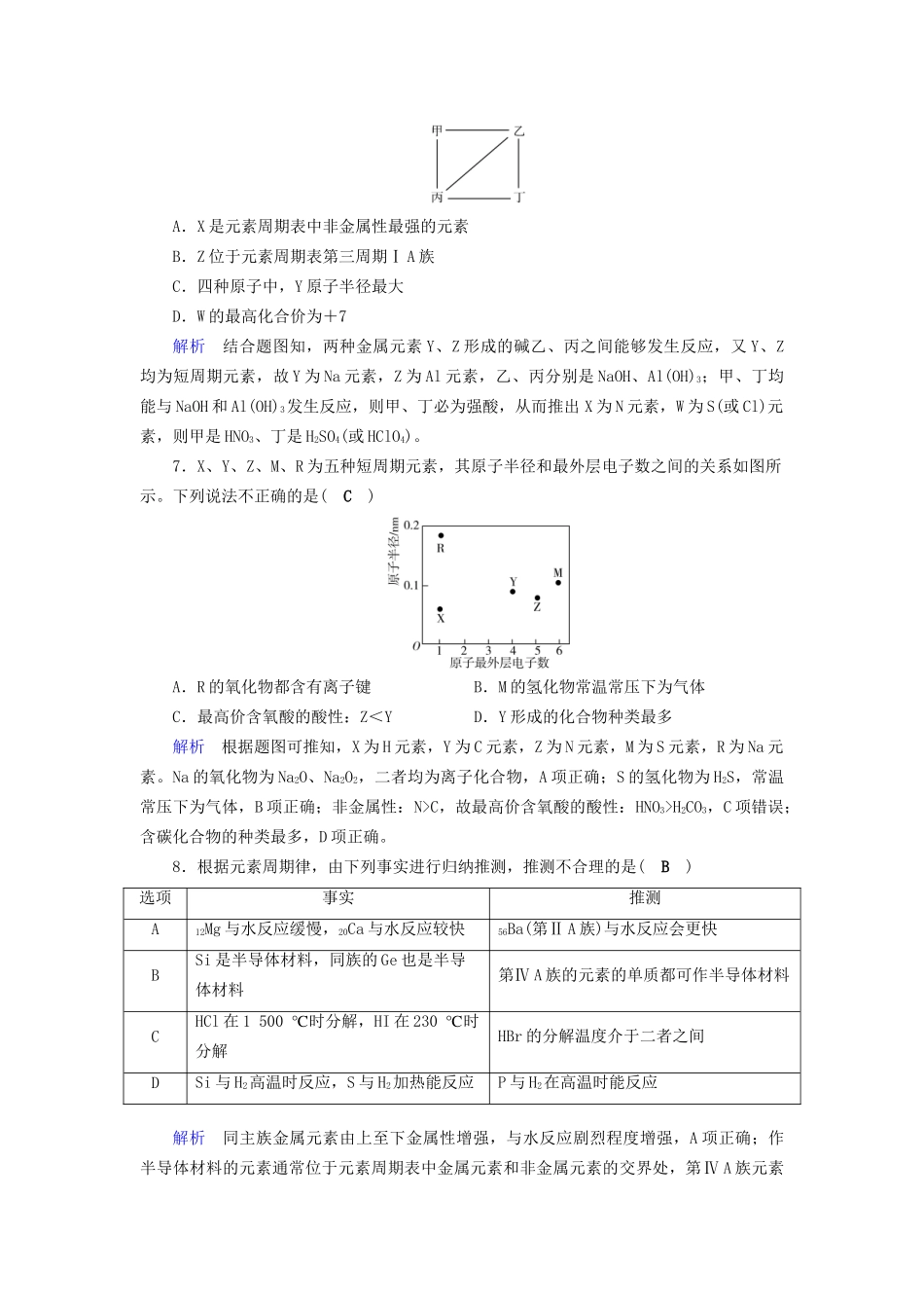 高考化学大一轮复习 第20讲 元素周期表和元素周期律课时达标试题_第2页