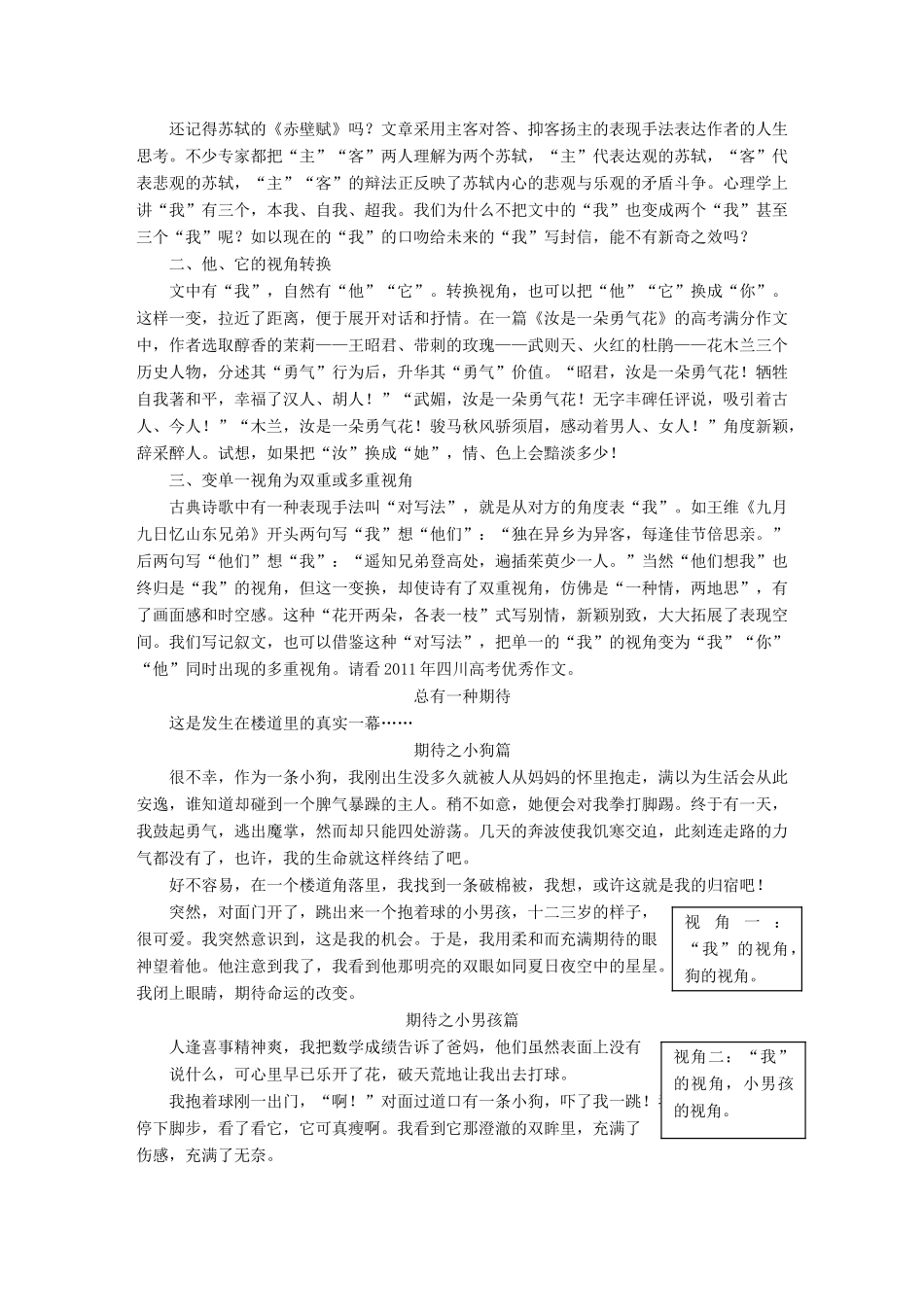 高考语文大一轮复习 第九章 写作厚积薄发，善于表达 专题十 巧换视角(记叙类)试题_第3页