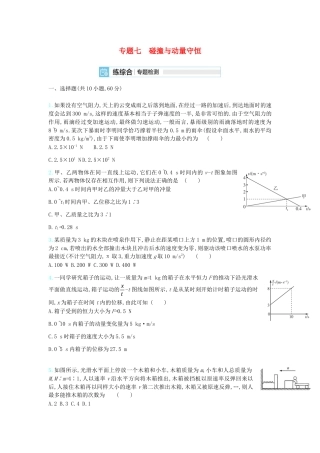 高考物理一轮复习 专题七 碰撞与动量守恒精练（含解析）试题
