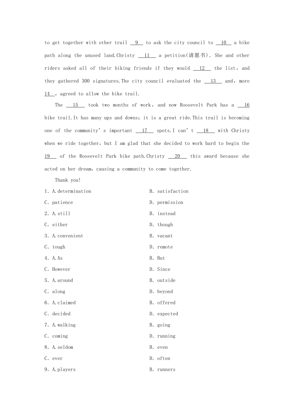 高考英语总复习 微专题训练 第11练 人物传记类（二）试题_第3页