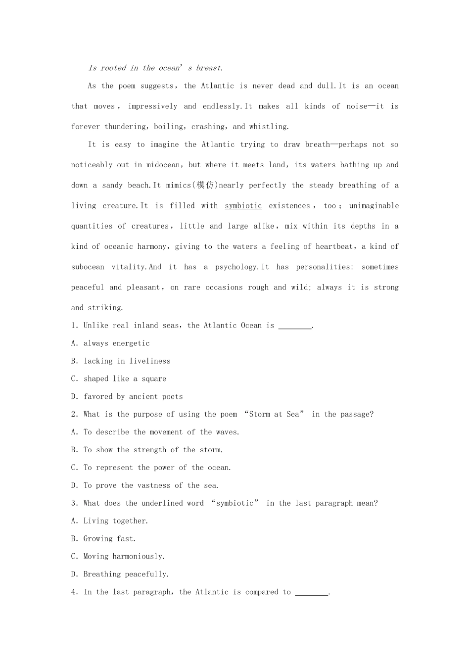 高考英语总复习 微专题训练 第16练 自然与环保类（二）试题_第3页