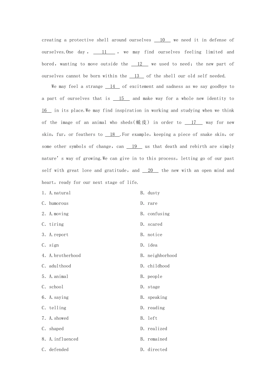 高考英语总复习 微专题训练 第17练 自然与环保类（三）试题_第3页