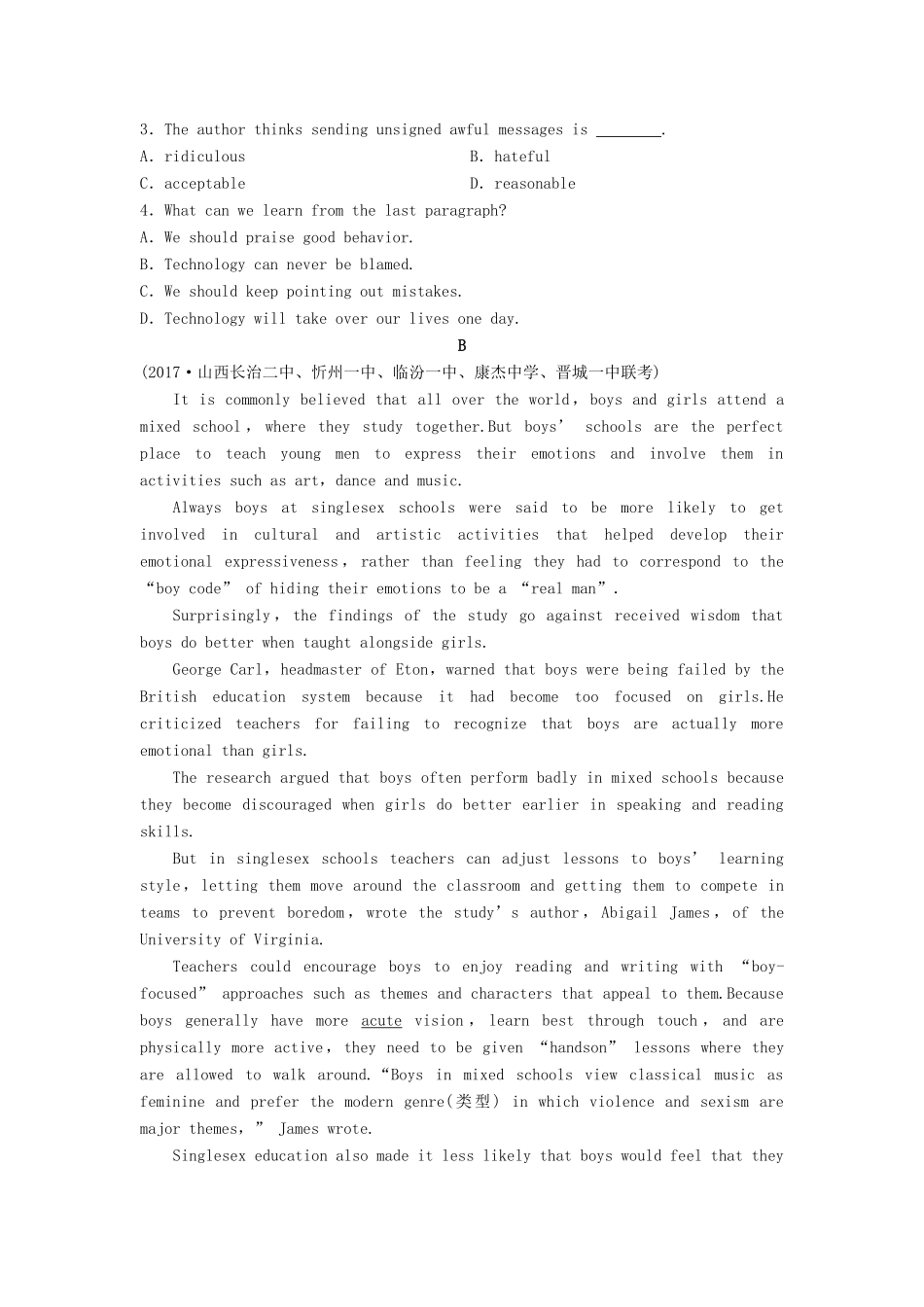 高考英语总复习 微专题训练 第58练 因果与目的类试题_第3页
