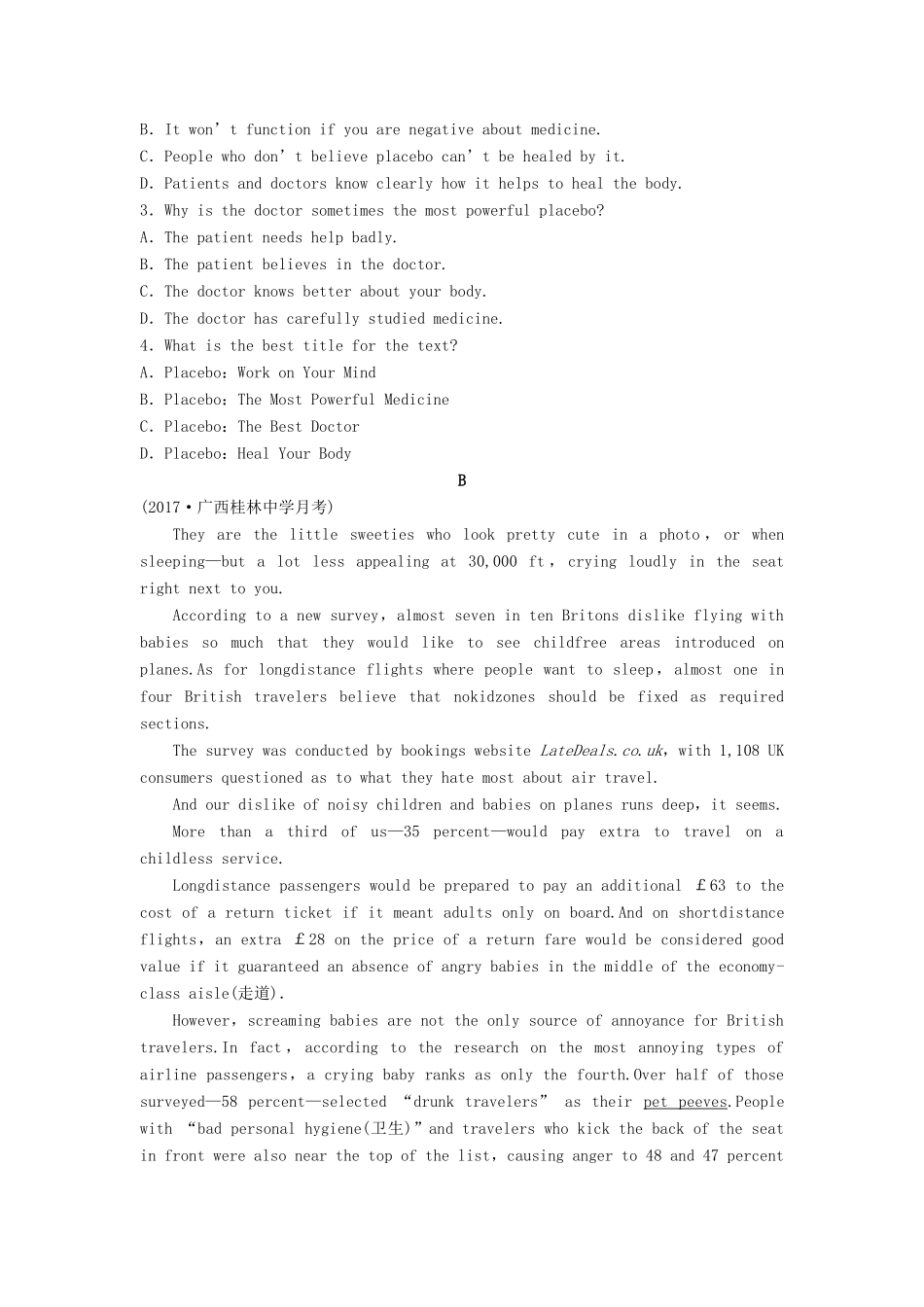 高考英语总复习 微专题训练 第64练 情感类（二）试题_第3页