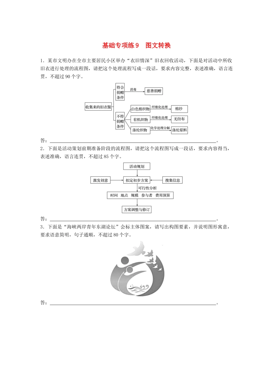高考语文一轮复习 精选提分专练 第一轮 基础专项练9 图文转换试题_第1页
