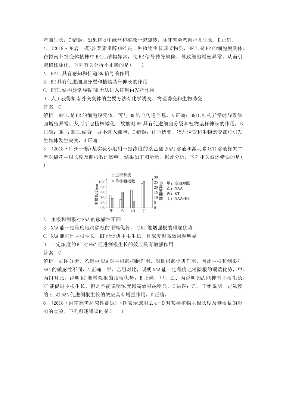 高考生物二轮复习 优编增分练：选择题快练17 植物的激素调节试题_第2页