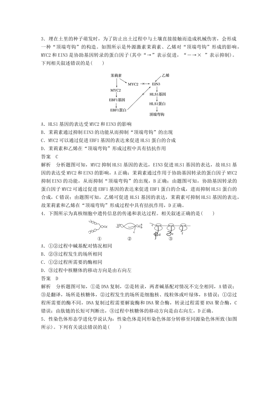 高考生物二轮复习 专题四 遗传的分子基础、变异与进化专题强化练试题_第2页