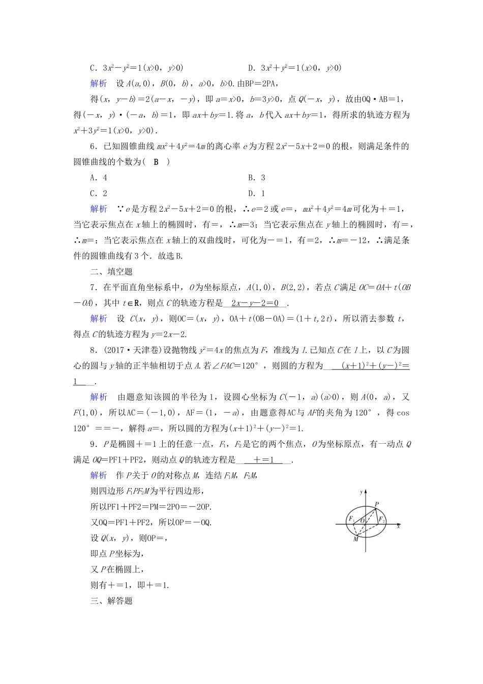 高考数学大一轮复习 第八章 解析几何 课时达标48 曲线与方程试题_第2页