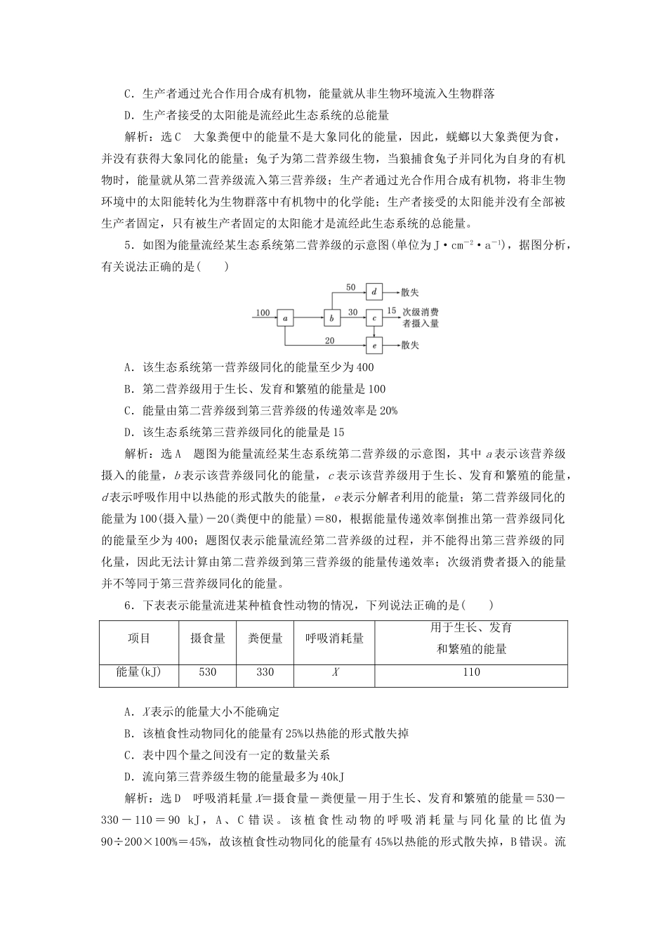 高考生物一轮复习 第3部分 稳态与环境 第四单元 生态系统与环境保护 课时检测（三十五）生态系统的结构与能量流动试题_第2页