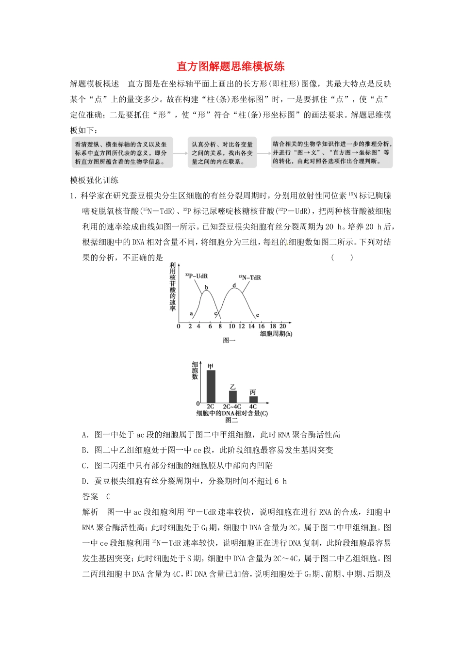 高考生物二轮复习题型专练篇 直方图解题思维题_第1页