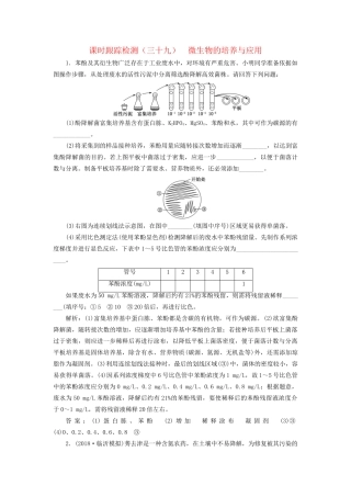 高考生物一轮复习 选考部分 生物技术实践 课时跟踪检测（三十九）微生物的培养与应用试题